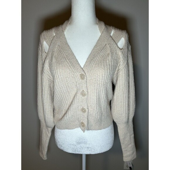 Express Sweaters - EXPRESS V-neck Balloon Sleeve Criss Cross Shoulder Sweater - Size Small